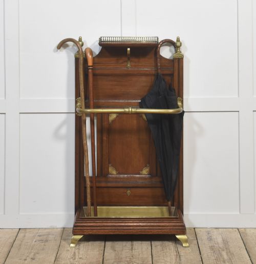 OAK AND BRASS UMBRELLA STAND - ADDITIONAL PHOTO 1
