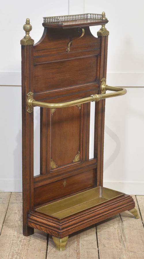 OAK AND BRASS UMBRELLA STAND - ADDITIONAL PHOTO 4