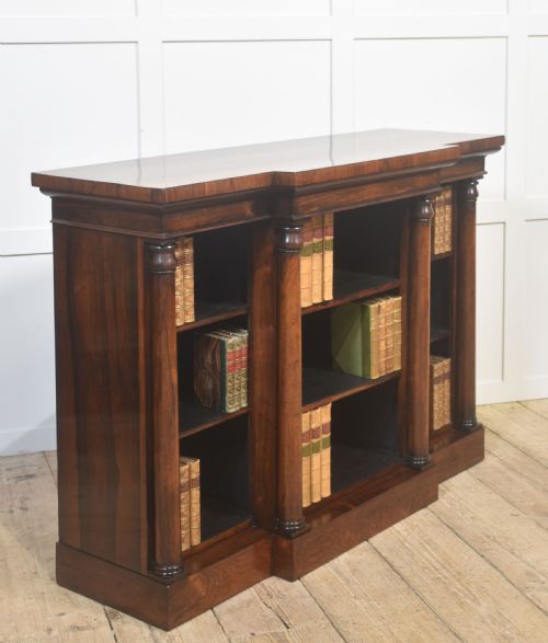 FINE 19TH CENTURY ROSEWOOD BREAKFRONT OPEN BOOKCASE - ADDITIONAL PHOTO 3
