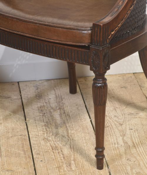 PAIR OF CARVED MAHOGANY AND CANE LIBRARY CHAIRS - ADDITIONAL PHOTO 2
