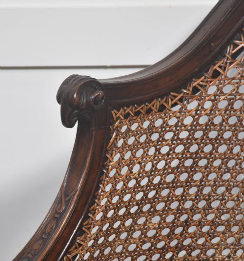 PAIR OF CARVED MAHOGANY AND CANE LIBRARY CHAIRS - ADDITIONAL PHOTO 5