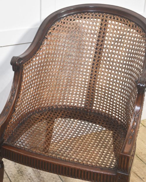 PAIR OF CARVED MAHOGANY AND CANE LIBRARY CHAIRS - ADDITIONAL PHOTO 8