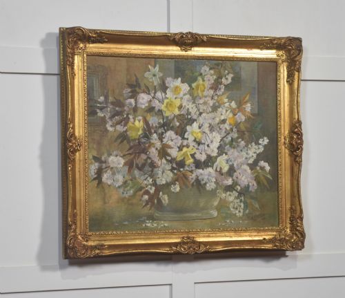OIL ON CANVAS STILL LIFE WITH SPRING FLOWERS - ADDITIONAL PHOTO 4