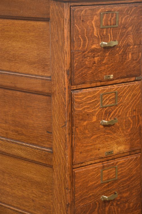 EARLY 20TH CENTURY OAK DOUBLE FILING CABINET - ADDITIONAL PHOTO 2