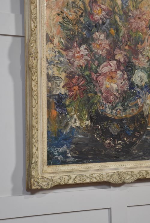OIL ON CANVAS FLORAL STILL LIFE - ADDITIONAL PHOTO 4