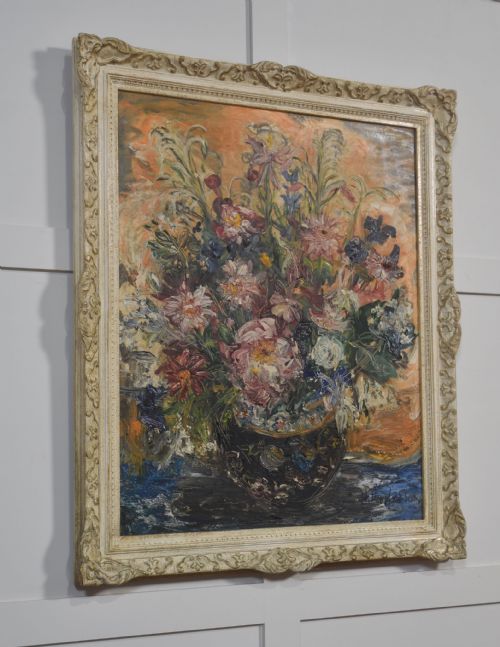 OIL ON CANVAS FLORAL STILL LIFE - ADDITIONAL PHOTO 6