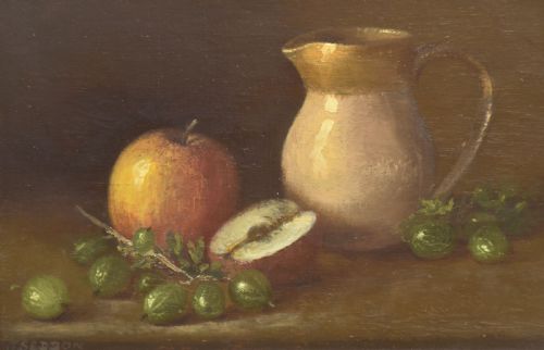 OIL ON CANVAS STILL LIFE WITH FRUIT AND JUG - ADDITIONAL PHOTO 2