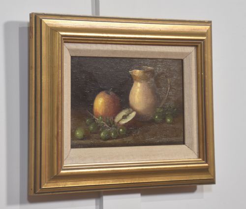 OIL ON CANVAS STILL LIFE WITH FRUIT AND JUG - ADDITIONAL PHOTO 4