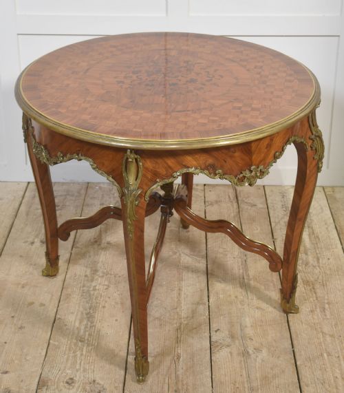 LOUIS XV STYLE ORMOLU AND PARQUETRY CIRCULAR CENTRE TABLE - ADDITIONAL PHOTO 1