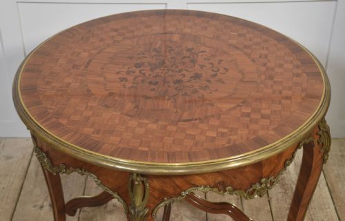 LOUIS XV STYLE ORMOLU AND PARQUETRY CIRCULAR CENTRE TABLE - ADDITIONAL PHOTO 2