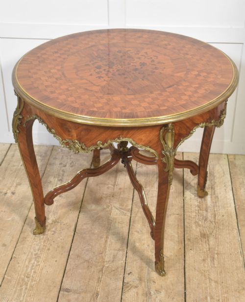 LOUIS XV STYLE ORMOLU AND PARQUETRY CIRCULAR CENTRE TABLE - ADDITIONAL PHOTO 9