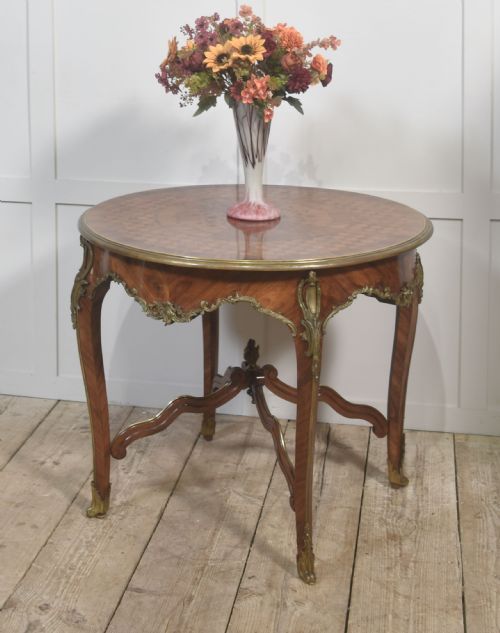 LOUIS XV STYLE ORMOLU AND PARQUETRY CIRCULAR CENTRE TABLE - ADDITIONAL PHOTO 11
