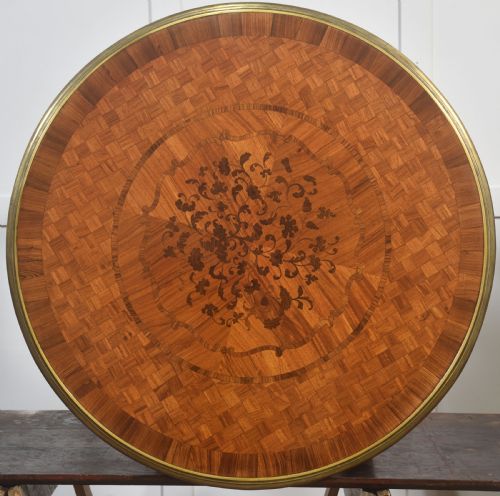LOUIS XV STYLE ORMOLU AND PARQUETRY CIRCULAR CENTRE TABLE - ADDITIONAL PHOTO 12