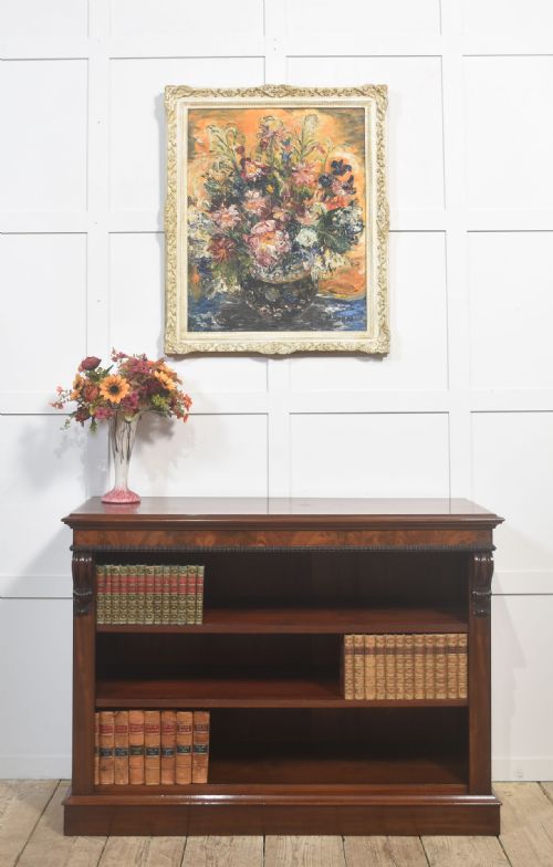 CARVED MAHOGANY OPEN BOOKCASE - ADDITIONAL PHOTO 1