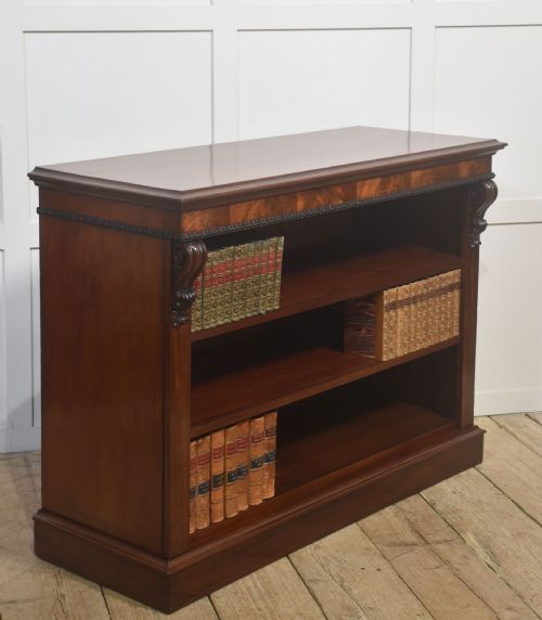 CARVED MAHOGANY OPEN BOOKCASE - ADDITIONAL PHOTO 5