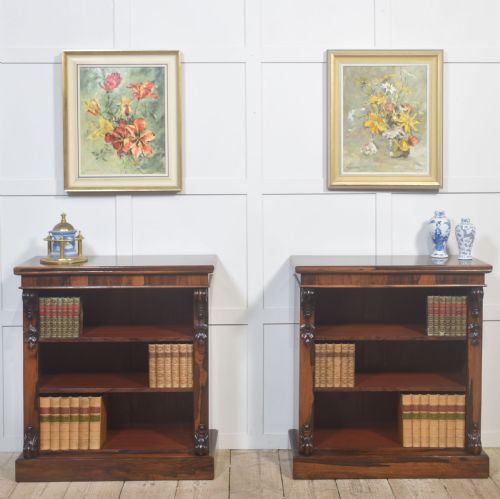 PAIR OF 19THCENTURY ROSEWOOD OPEN BOOKCASES - ADDITIONAL PHOTO 2