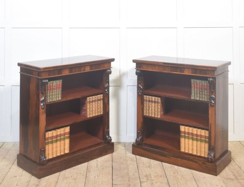 PAIR OF 19THCENTURY ROSEWOOD OPEN BOOKCASES - ADDITIONAL PHOTO 6