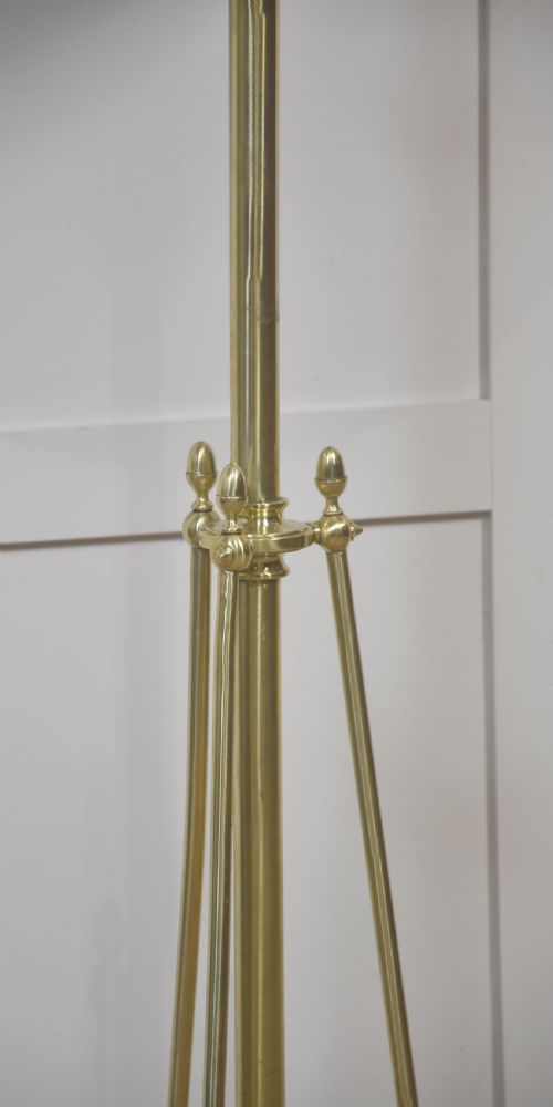 ADJUSTABLE ARTS AND CRAFTSSTYLE BRASS TRIPOD FLOOR LAMPSHADE - ADDITIONAL PHOTO 2