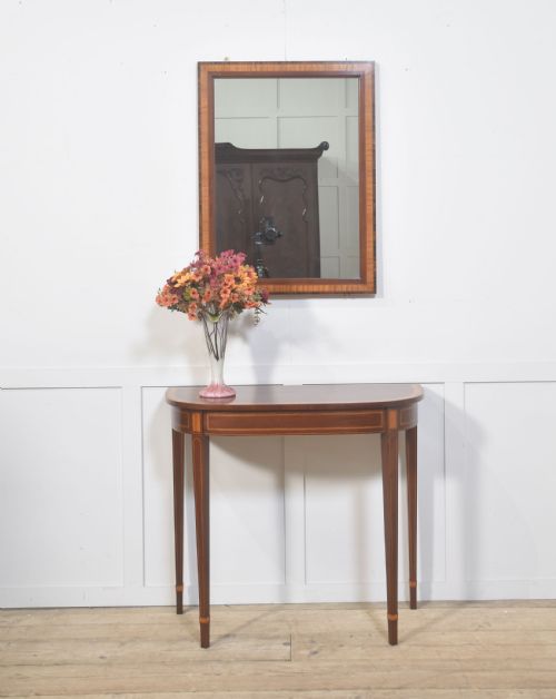 INLAID MAHOGANY CONSOLE TABLE WITH MATCHING WALL MIRROR - ADDITIONAL PHOTO 1