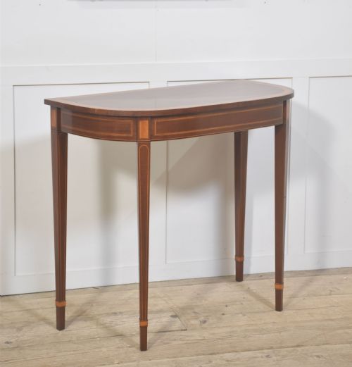INLAID MAHOGANY CONSOLE TABLE WITH MATCHING WALL MIRROR - ADDITIONAL PHOTO 2