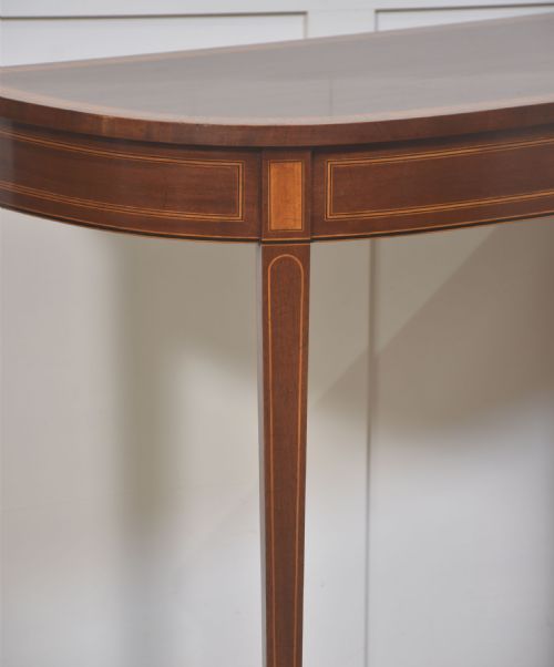 INLAID MAHOGANY CONSOLE TABLE WITH MATCHING WALL MIRROR - ADDITIONAL PHOTO 3