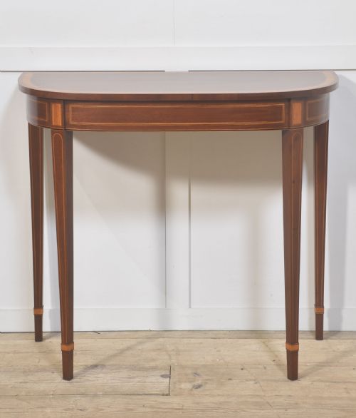 INLAID MAHOGANY CONSOLE TABLE WITH MATCHING WALL MIRROR - ADDITIONAL PHOTO 4