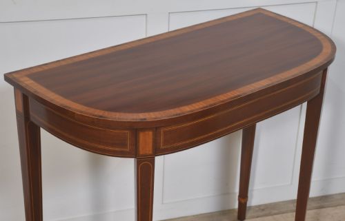 INLAID MAHOGANY CONSOLE TABLE WITH MATCHING WALL MIRROR - ADDITIONAL PHOTO 7