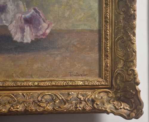 OIL ON CANVAS STILL LIFE STUDY OF A VASE OF FLOWERS - ADDITIONAL PHOTO 6