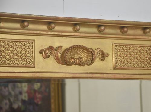 LARGE NEOCLASSICAL GILTWOOD OVERMANTEL MIRROR - ADDITIONAL PHOTO 4