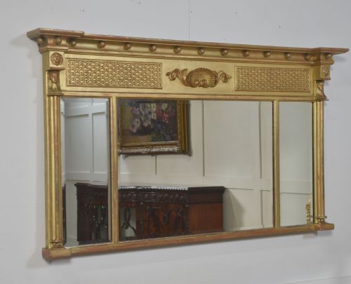 LARGE NEOCLASSICAL GILTWOOD OVERMANTEL MIRROR - ADDITIONAL PHOTO 5