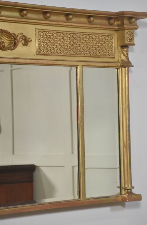 LARGE NEOCLASSICAL GILTWOOD OVERMANTEL MIRROR - ADDITIONAL PHOTO 6