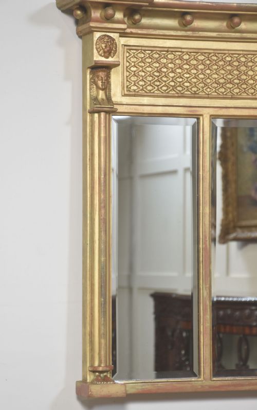 LARGE NEOCLASSICAL GILTWOOD OVERMANTEL MIRROR - ADDITIONAL PHOTO 7