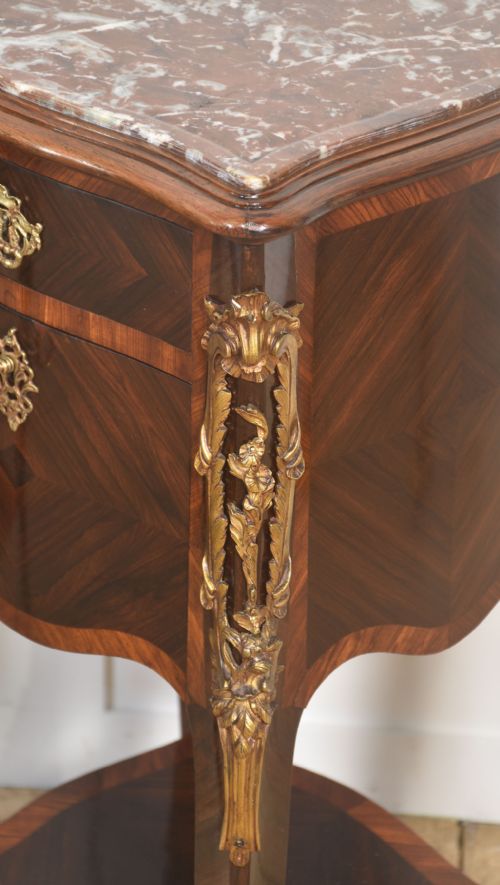 PAIR OF LOUIS XVSTYLE MARBLETOP BEDSIDE CABINETS - ADDITIONAL PHOTO 2
