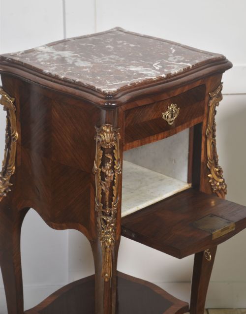 PAIR OF LOUIS XVSTYLE MARBLETOP BEDSIDE CABINETS - ADDITIONAL PHOTO 3