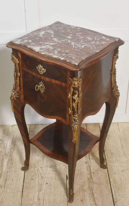 PAIR OF LOUIS XVSTYLE MARBLETOP BEDSIDE CABINETS - ADDITIONAL PHOTO 4