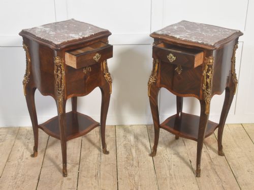 PAIR OF LOUIS XVSTYLE MARBLETOP BEDSIDE CABINETS - ADDITIONAL PHOTO 6