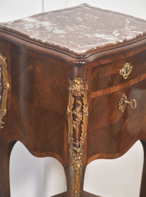 PAIR OF LOUIS XVSTYLE MARBLETOP BEDSIDE CABINETS - ADDITIONAL PHOTO 7