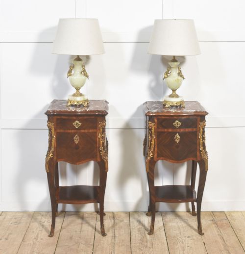 PAIR OF LOUIS XVSTYLE MARBLETOP BEDSIDE CABINETS - ADDITIONAL PHOTO 8