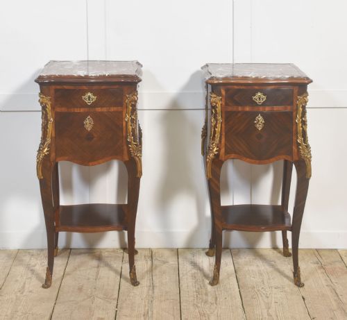 PAIR OF LOUIS XVSTYLE MARBLETOP BEDSIDE CABINETS - ADDITIONAL PHOTO 9
