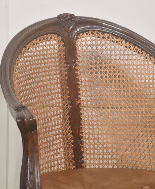 FRENCH CARVED OAK CANED BERGRE CHAIR - ADDITIONAL PHOTO 2