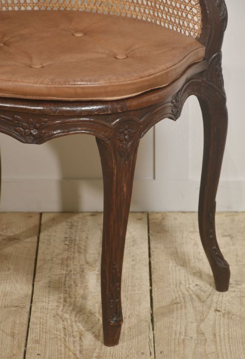 FRENCH CARVED OAK CANED BERGRE CHAIR - ADDITIONAL PHOTO 4