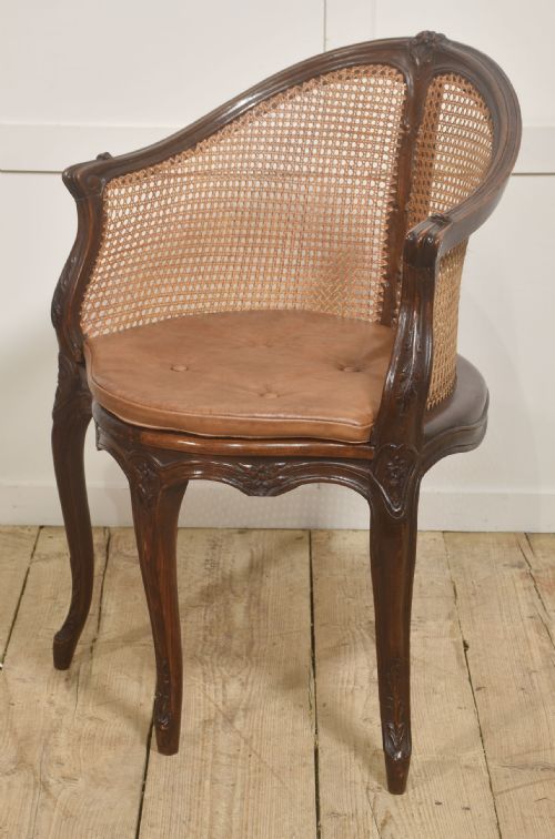 FRENCH CARVED OAK CANED BERGRE CHAIR - ADDITIONAL PHOTO 5