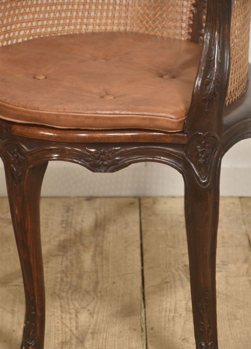 FRENCH CARVED OAK CANED BERGRE CHAIR - ADDITIONAL PHOTO 6