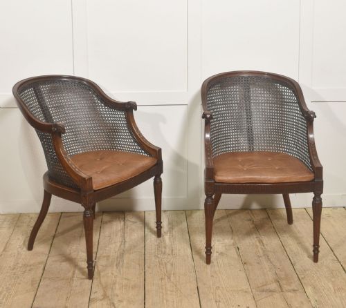 PAIR OF REGENCYSTYLE MAHOGANY CANEBACK ARMCHAIRS - ADDITIONAL PHOTO 7
