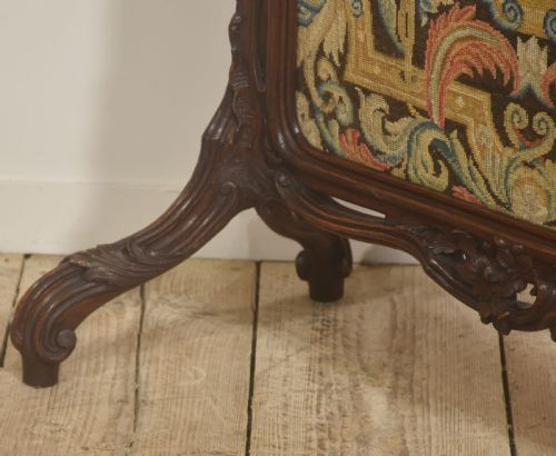 CARVED OAK FIRESCREEN WITH FIGURAL TAPESTRY PANEL - ADDITIONAL PHOTO 2