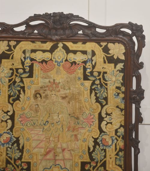 CARVED OAK FIRESCREEN WITH FIGURAL TAPESTRY PANEL - ADDITIONAL PHOTO 5