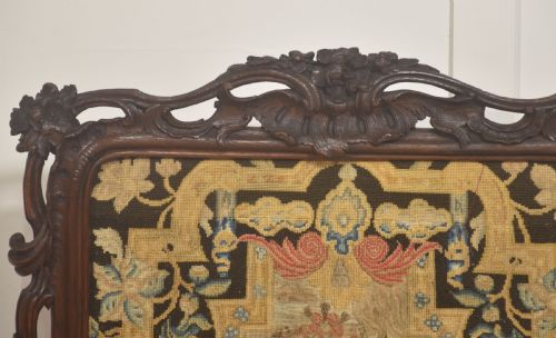 CARVED OAK FIRESCREEN WITH FIGURAL TAPESTRY PANEL - ADDITIONAL PHOTO 6