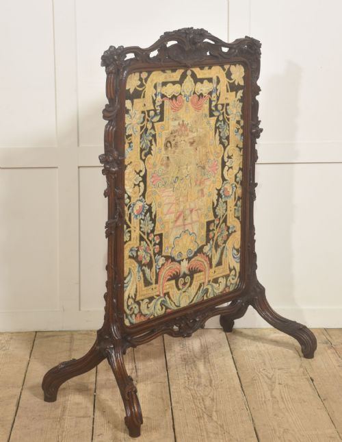 CARVED OAK FIRESCREEN WITH FIGURAL TAPESTRY PANEL - ADDITIONAL PHOTO 7