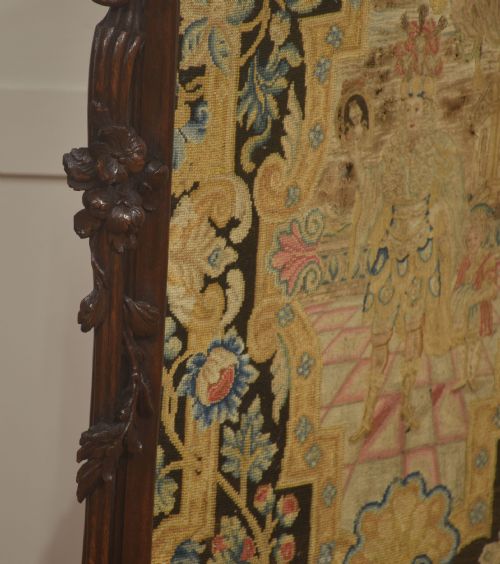 CARVED OAK FIRESCREEN WITH FIGURAL TAPESTRY PANEL - ADDITIONAL PHOTO 9