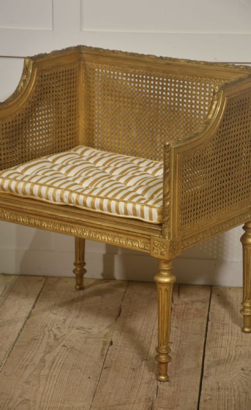 LOUIS XVI STYLE GILTWOOD CANED STOOL - ADDITIONAL PHOTO 1
